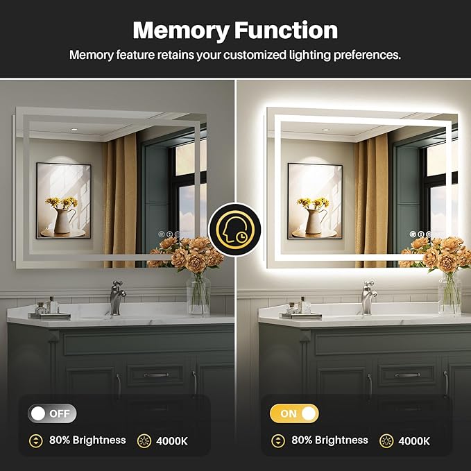 Briivue 48x36 Inch LED Bathroom Mirror - Image 6