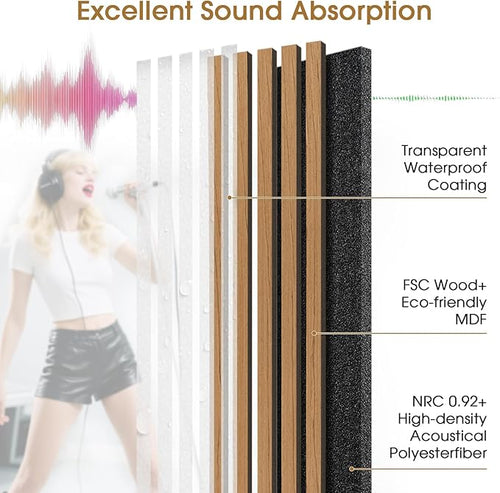 Acoustic Wood Wall Panels 4 Pack 47.6" x 23.6", Sound Proof Wooden Paneling - Image 2