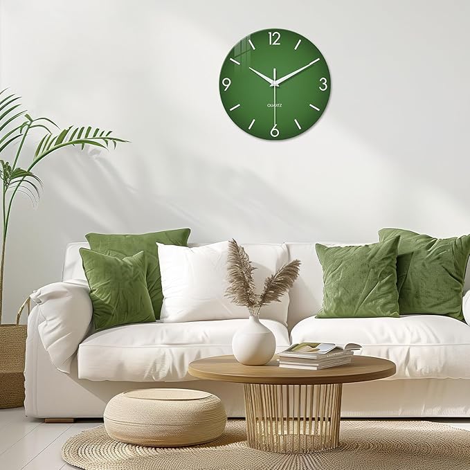 XFM Large Green Wall Clock 24 Inch Simple Wall Clock s Battery Operated Modern - Image 2