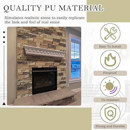 4 Pack Faux Stone Panels Interior 45.6''l x 11.8''h x 0.98''d Faux Siding - Image 6