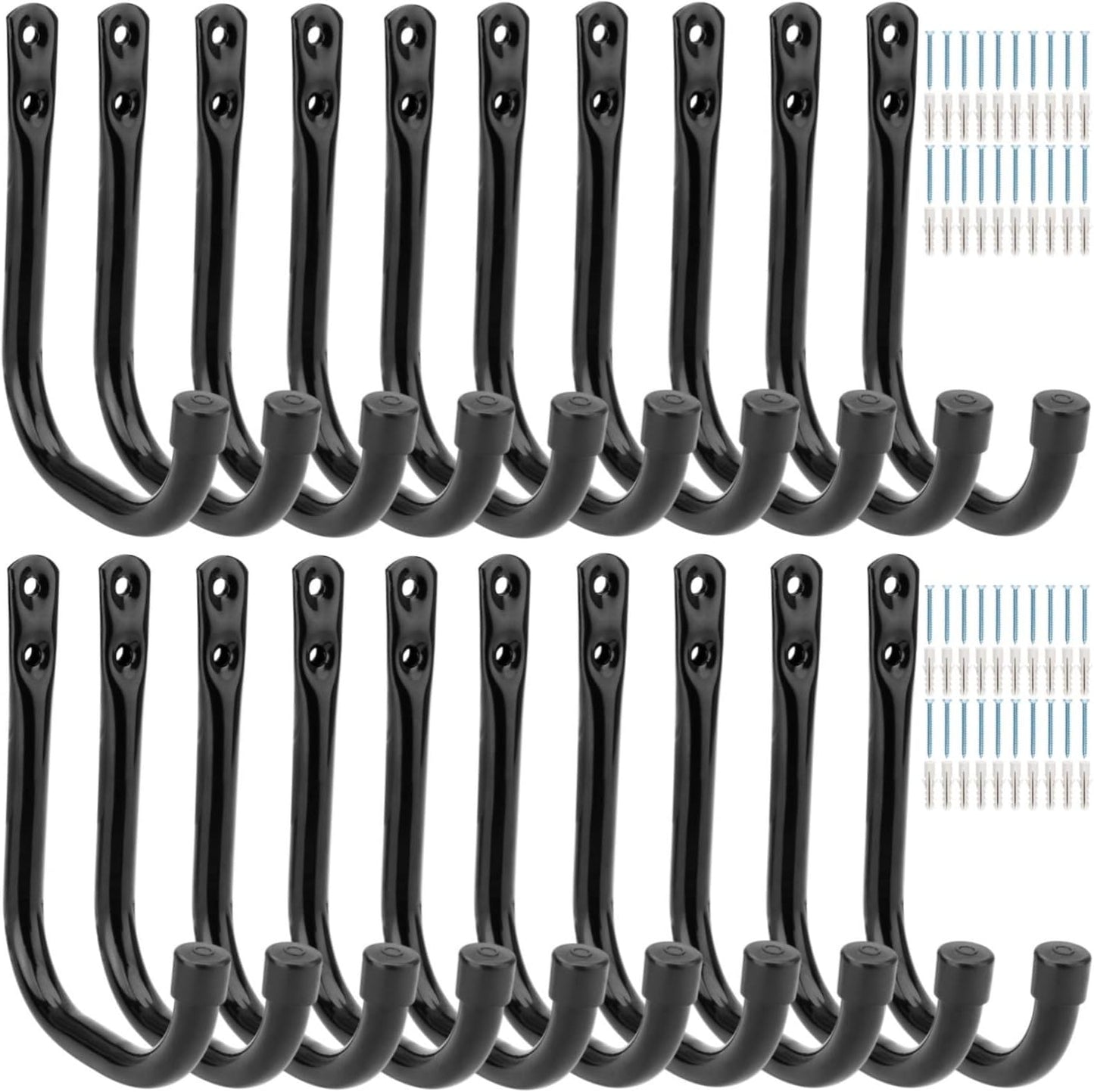 20 Pcs Heavy Duty Garage Storage Utility Hooks, 4.1Inch J Hangers Wall Hooks for Hanging Bikes, Ladders, Cord, Hose, Garden Tools