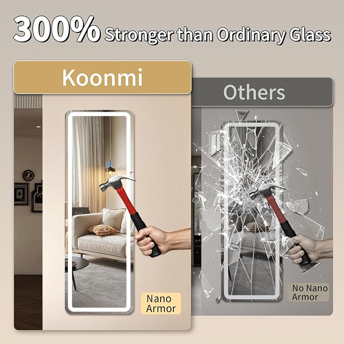 Koonmi Full Length Mirror with LED Lights, Big Mirror - Image 3