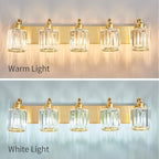 Modern Crystal Bathroom Vanity Light 5 Lights Crooked Gold Over Mirror Wall - Image 7
