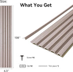 8-Pack WPC Wall Panels 108’’ x 6.3’’ 3D Slat Wall Panel Acoustic Wall Paneling - Image 2