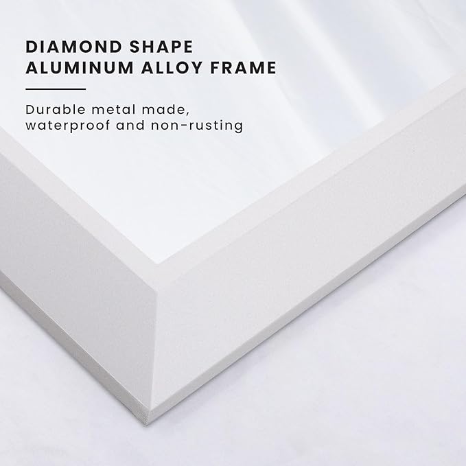Amorho Bathroom Mirror, 50x36 Inch White Framed Bathroom Mirrors - Image 6