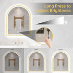 Arched LED Mirror for Bathroom 24"x30", Brushed Gold Lighted Bathroom Mirror - Image 4