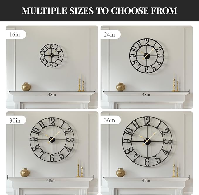 Cuspin 36 Inch Wall Clock, Large Wall Clock Decorative - Image 3