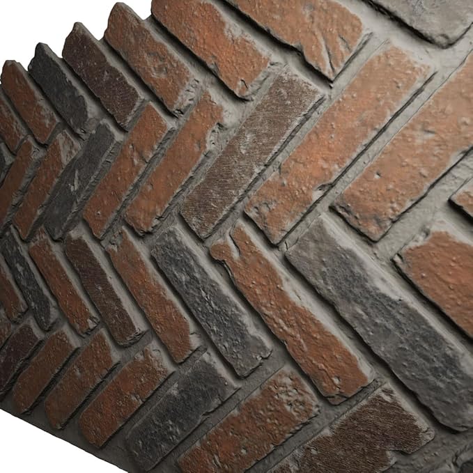 EverStone Herringbone Faux Brick Panel, 46 1/2"W x 25 1/4"H x 1"D, Clay Creek - Image 7