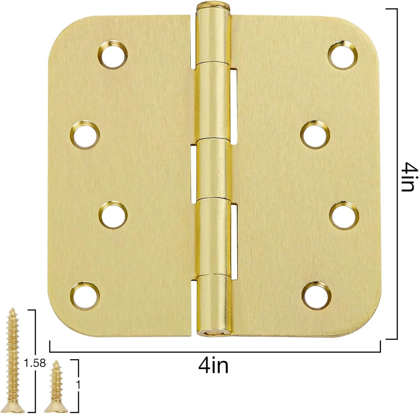 12 Pack 4"x 4 Inch Door Hinges Brass Hardware Gold Exterior Door Hinge 8 Holes 5/8" Heavy Duty Iron Animal Shed Coop Storage Gate Basement Bedroom Office Hotel Door Hinges For Doors Bisagra de puerta