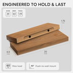 Homeforia 20 inch Golden Oak Floating Shelf, High End Solid Real Wood 20inch - Image 2