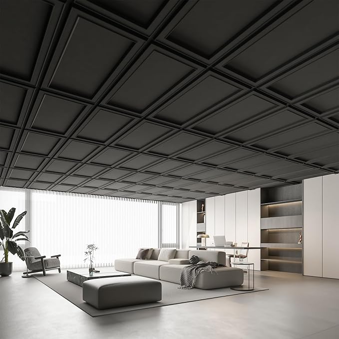 WOWSTAR 12-Pack 2x4ft Drop Ceiling Tiles, Waterproof Glue up Ceiling Panels - Image 2