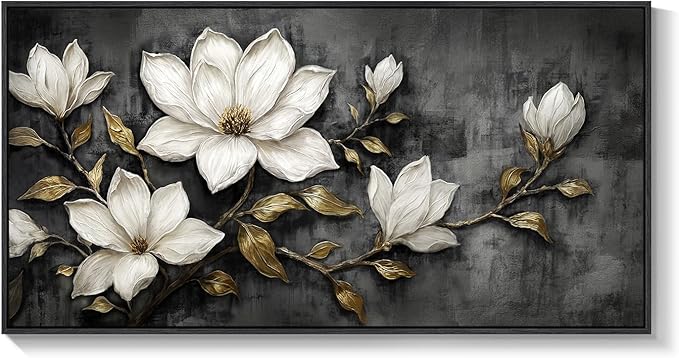 Large Framed Black and White Botanical Wall Art - Image 9