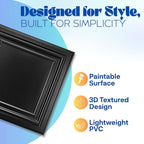 Art3d 48-Pack PVC Drop Ceiling Tiles, 2ft x 2ft, Deep Black - Image 3