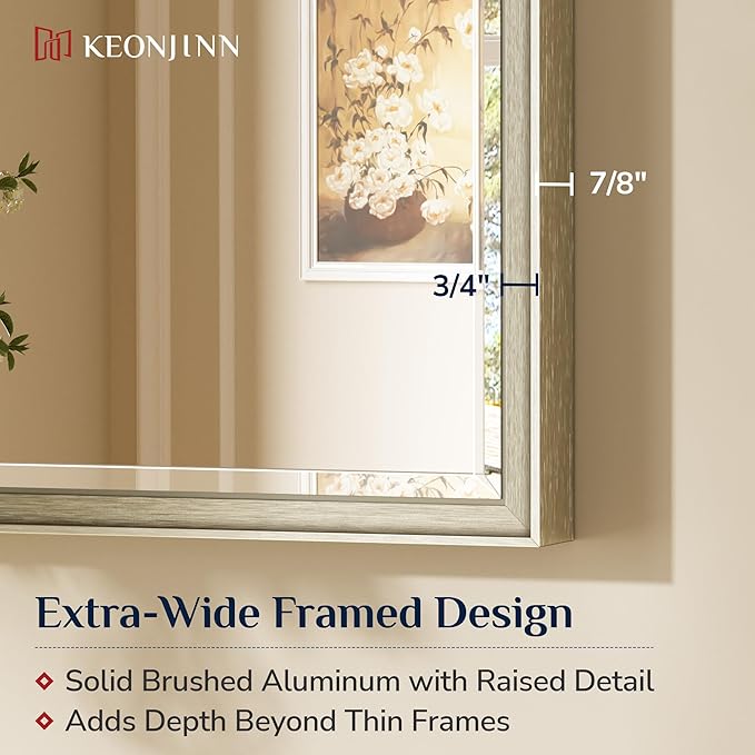 Keonjinn 55" x 30" Brushed Nickel Bathroom Mirrors - Image 3
