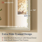 Keonjinn 48" x 24" Brushed Nickel Bathroom Mirror, Rectangle Silver Framed - Image 3