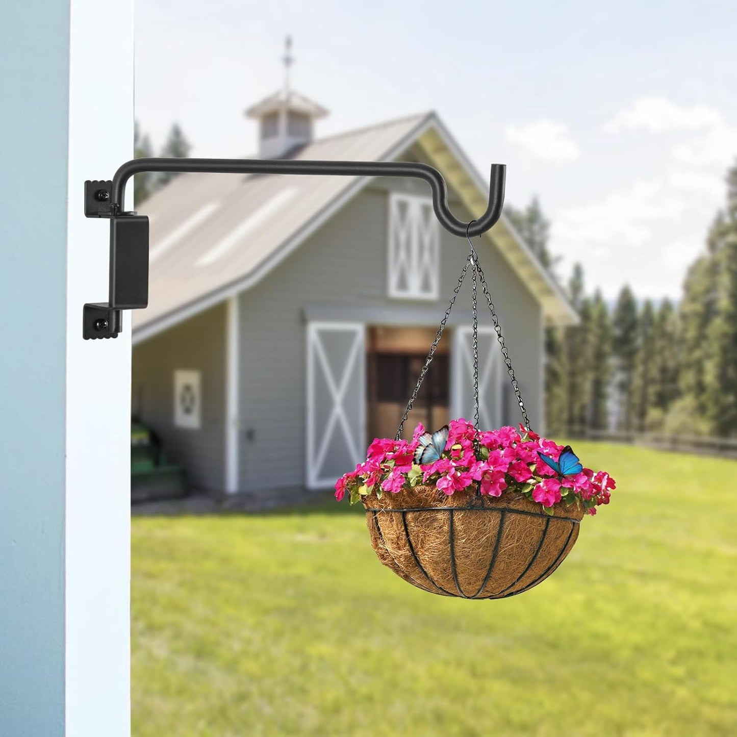 12" 360° Swivel Plant Hanger - Heavy Duty Solid Steel Wall Hook, 12-Directional Adjustable for Bird Feeders, Outdoor/Indoor Plants, Garden & Patio