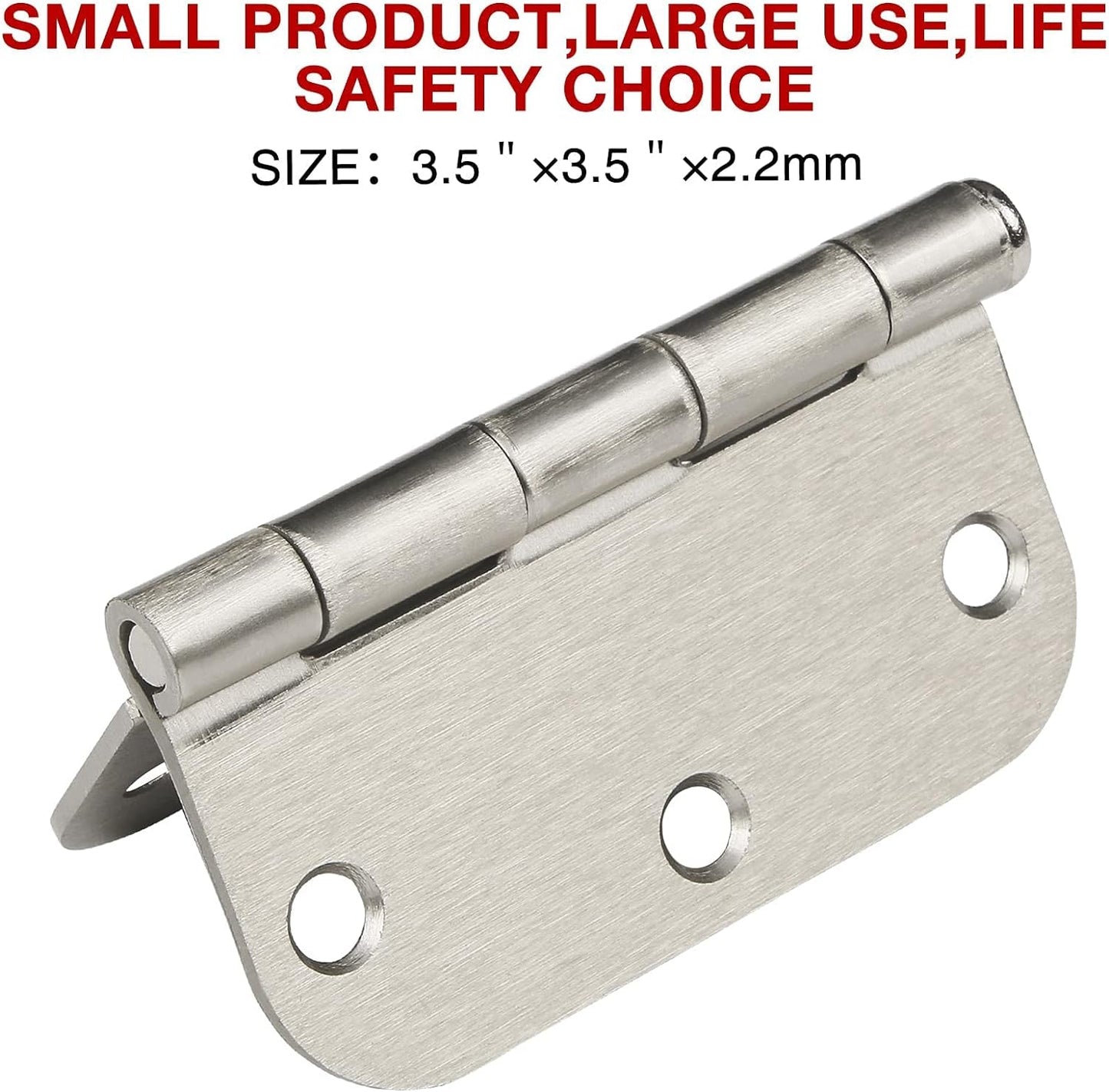 12 Pack Brushed Nickl Door Hinges 3.5 Inch x3-1/2 5/8 Radius Round Interior Hinge 3 ½" Satin Silver Heavy Duty Steel Iron Hardware for Bifold Standard Doors Home House Decor Accessories Kits