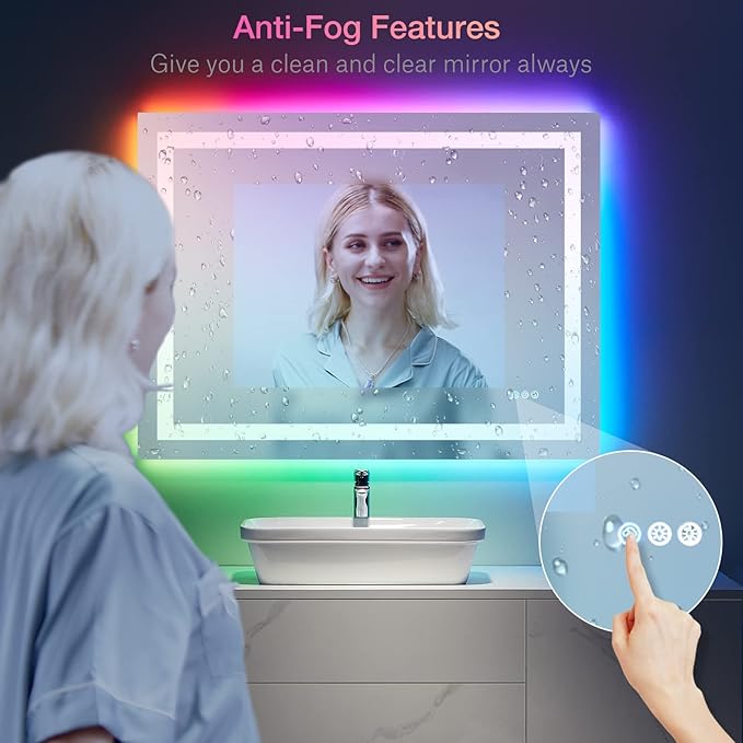 LOAAO 50"X30" LED Bathroom Mirror - Image 6