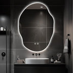 LED Bathroom Mirror with Lights, 25x35 in Asymmetrical Led Bathroom Mirror by Unknown