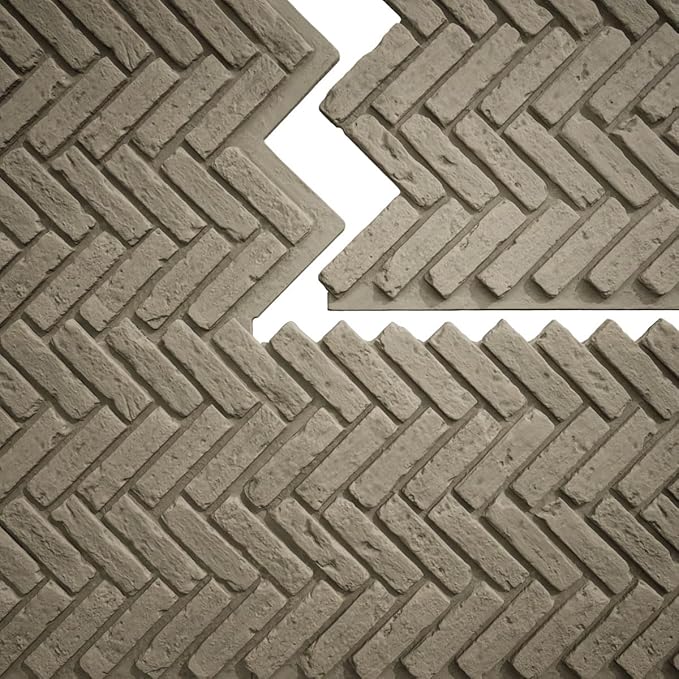 EverStone Herringbone Faux Brick Panel, 46 1/2"W x 25 1/4"H x 1"D, Vintage - Image 9