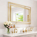 Brushed Gold Bathroom Mirror, Hang Horizontally or Vertically by NXHOME
