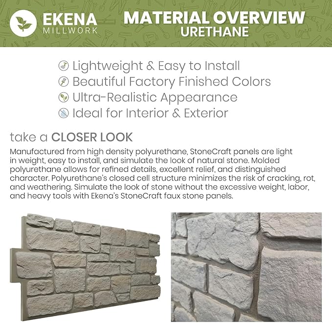EverStone Herringbone Faux Brick Panel, 46 1/2"W x 25 1/4"H x 1"D, Farmhouse - Image 14