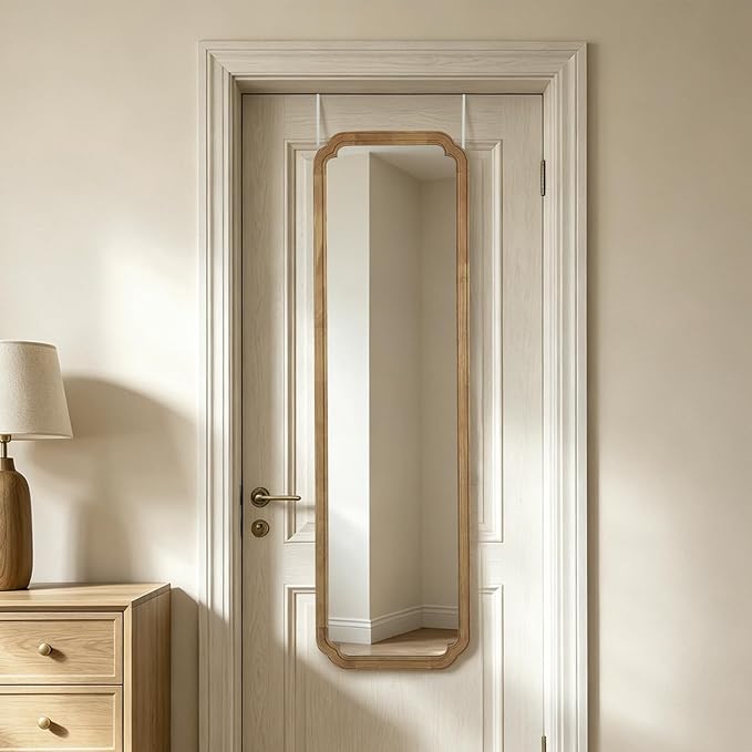 WallBeyond Full Length Door Mirror 14" x 48", Wood Frame Over-the-Door Mirror by WallBeyond