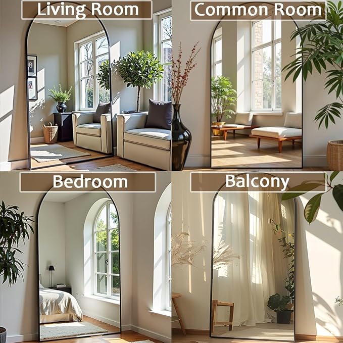 Prywot Full Length Mirror, Oversized 81"x41" Arched-Top Floor Mirror, Free - Image 4