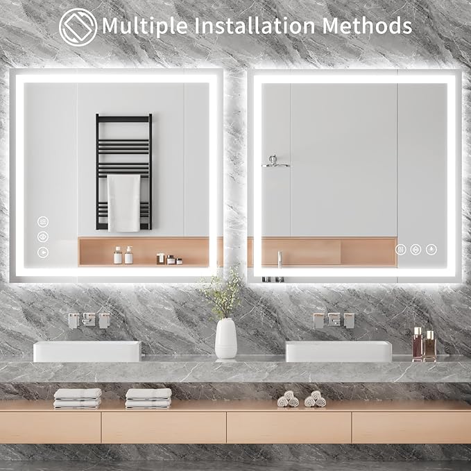 Koonmi 36"x40" LED Mirror for Bathroom, 90CRI Anti-Fog Vanity Mirror - Image 4