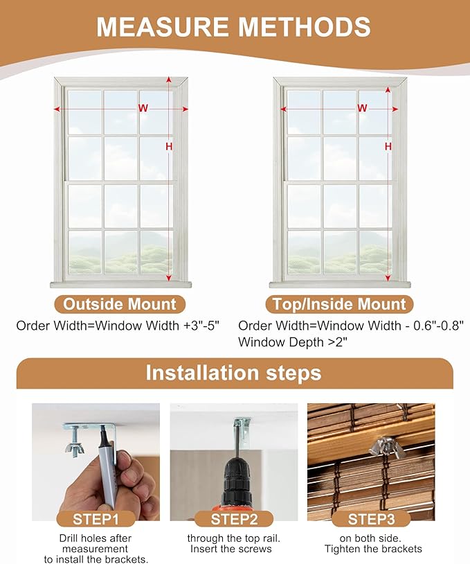60''W X 72''H Cordless Bamboo Roman Shades - Image 4