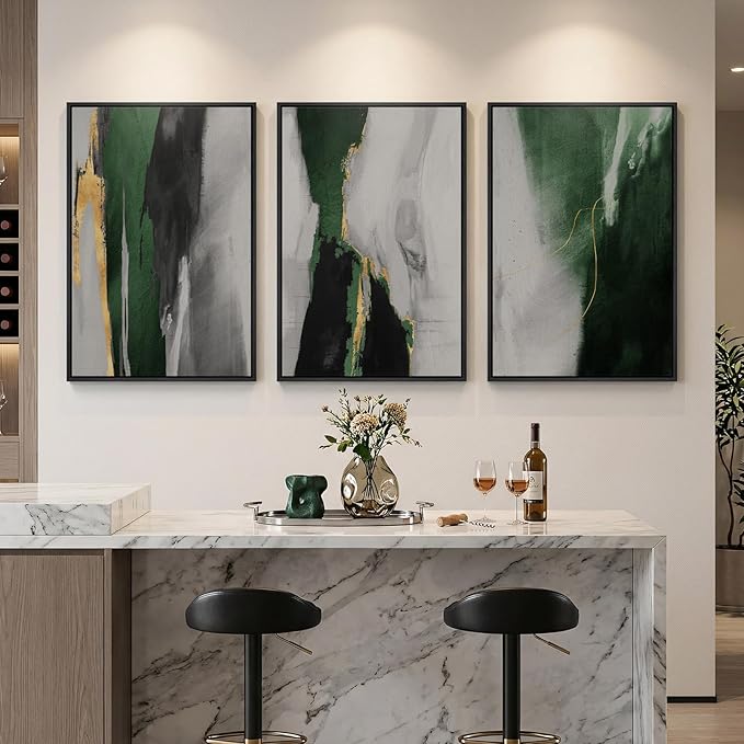 Large Framed Green Abstract Wall Art - Image 2