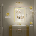 20X28 Inch Framed LED Lighted Bathroom Mirror, Wall Mounted Gold Metal Vanity - Image 6