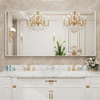 LOAAO 72x36 Inch White Metal Framed Bathroom Mirror - Image 7