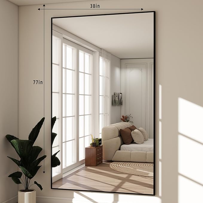 BEAUTYPEAK 77"x38" Rectangle Full Body Floor Mirrors, Full Length Mirror - Image 5