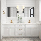 Wall Mount Mirror for Bathroom, Brushed Black Metal Framed Rounded Corner - Image 3