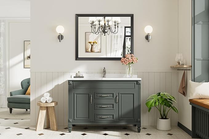 Briivue 40x32 Inch Black Bathroom Mirror - Image 3