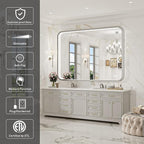 40x30 Inch LED Mirror for Bathroom, Brushed Sliver Metal Frame Lighted Vanity - Image 2