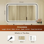 32x55 Inch Black Framed LED Bathroom Mirror - Image 3