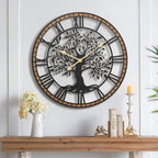 Micasso Rustic Oversize Wall Clock: 35Inch Farmhouse Tree of Life Metal by Micasso