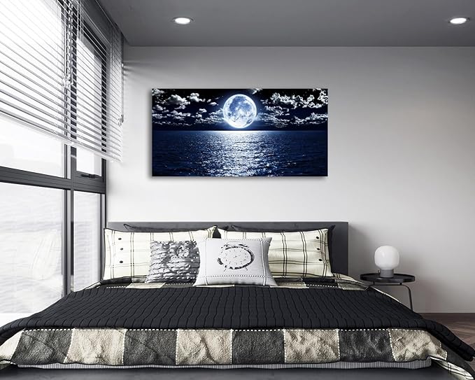 Cao Gen Decor Art S06998 Wall Art Canvas Prints Moon Sea Ocean Landscape 1 - Image 2