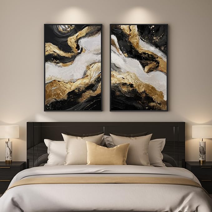 Framed Gold Abstract Wall Art Set of 2 - Image 2