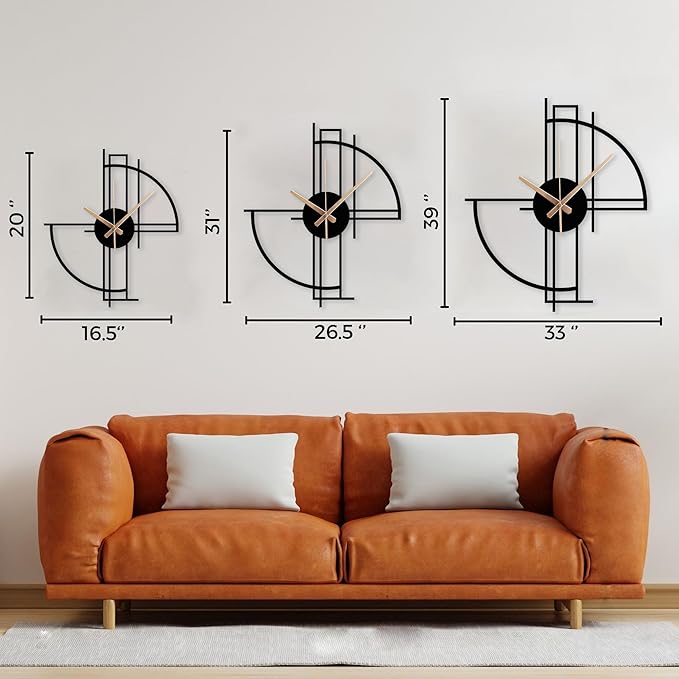 Modern Geometric Metal Wall Clock, Minimalist Black Steel Design, Silent - Image 9