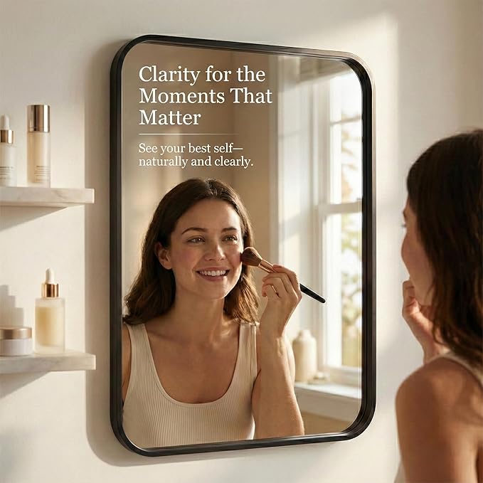 2-Pack 24x30 Inch Matte Black Bathroom Vanity Mirrors | Flush Mount Deep Set - Image 5