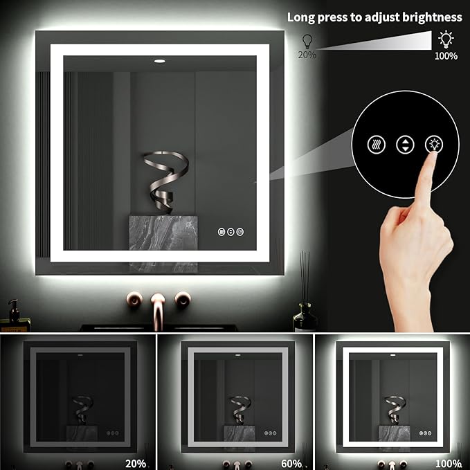 LOAAO 40"X38" LED Bathroom Mirror - Image 4