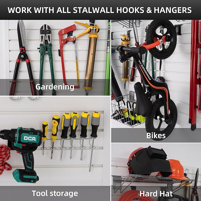 Slatwall Panel Garage Organizer Heavy Duty Wall Mounted, PVC Slat Panels Home - Image 4