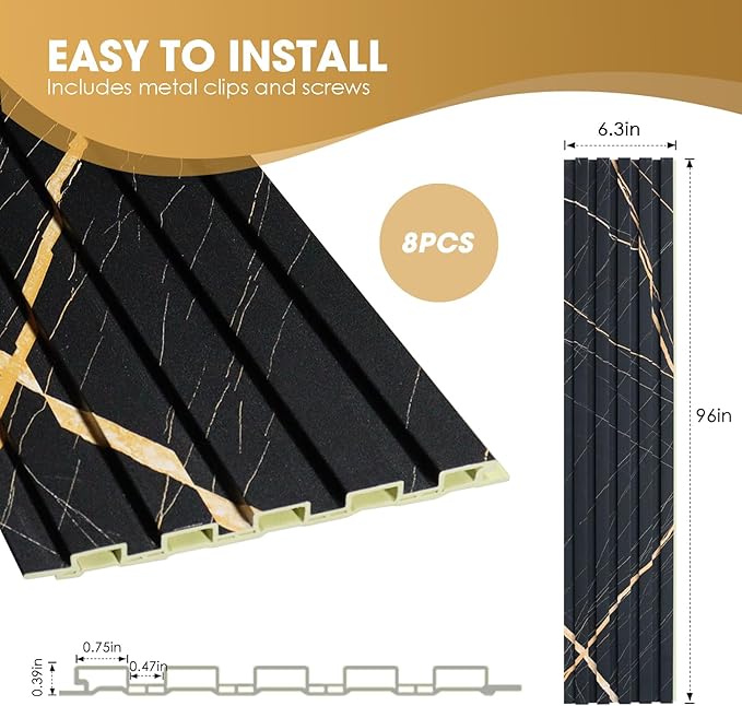 OUZUGIE WPC Acoustic Slat Wall Paneling, Living Room, TV Background, Study Room - Image 3