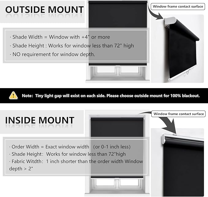 AOSKY Cordless Roller Shades Blackout Blinds - Image 7
