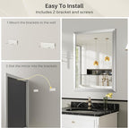 36x30 Inch Brushed Silver Bathroom Mirror - Image 7