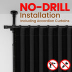 100% Blackout Room Divider Curtains Sets Black 2 Panels W100 x L84in No Drill - Image 3