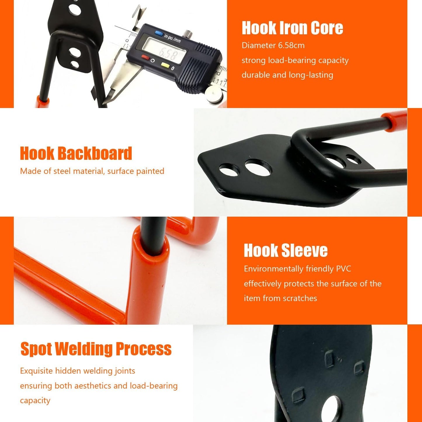 Heavy-Duty Garage Hooks -2 Pack Type small J- Anti-Slip Coated Wall-Mounted Hooks Wall Mount Storage Organizer for Hanging Power and Garden Tools, Ladders, Hose, Bikes, Ropes, Bulk Items, and More